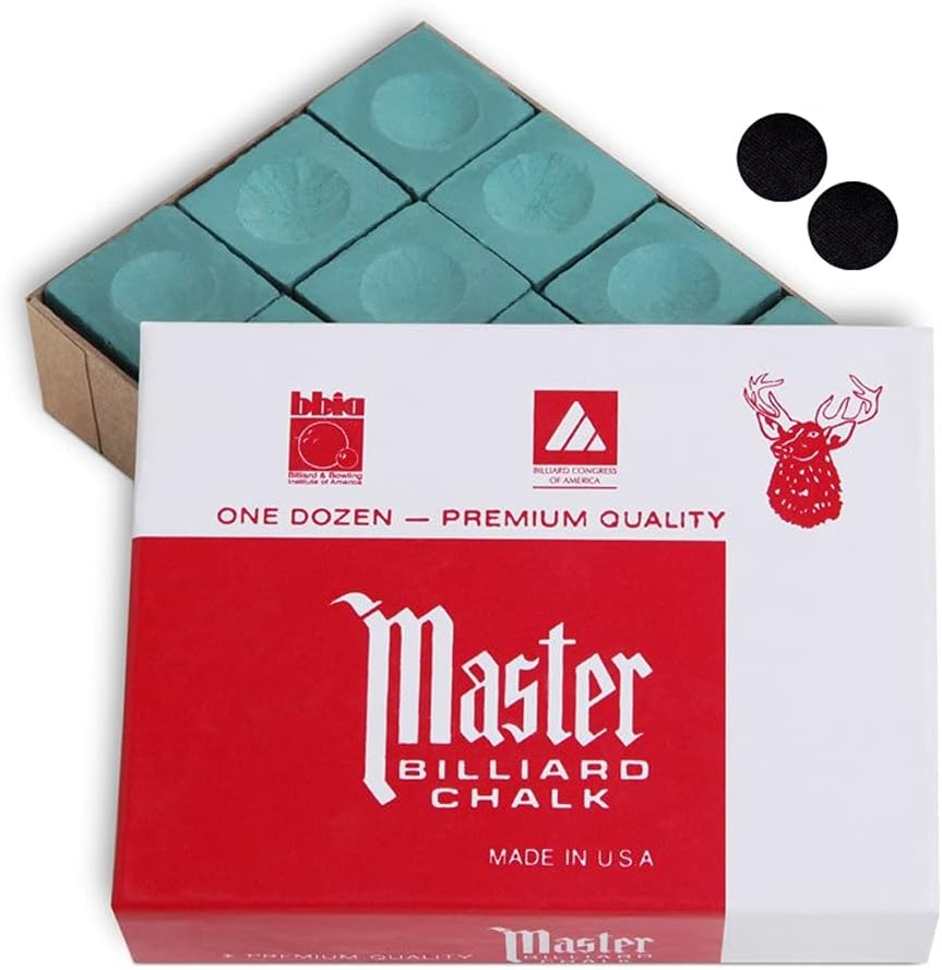 Master Billiard Pool Cue Chalk Premium Quality(Forest) - 1 Dozen - Made in The USA