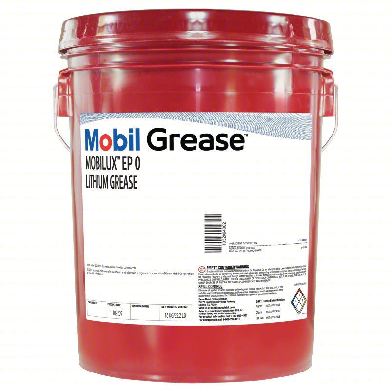 MOBIL Multipurpose Grease: Mobilux EP 0, 35.2 lb, Pail