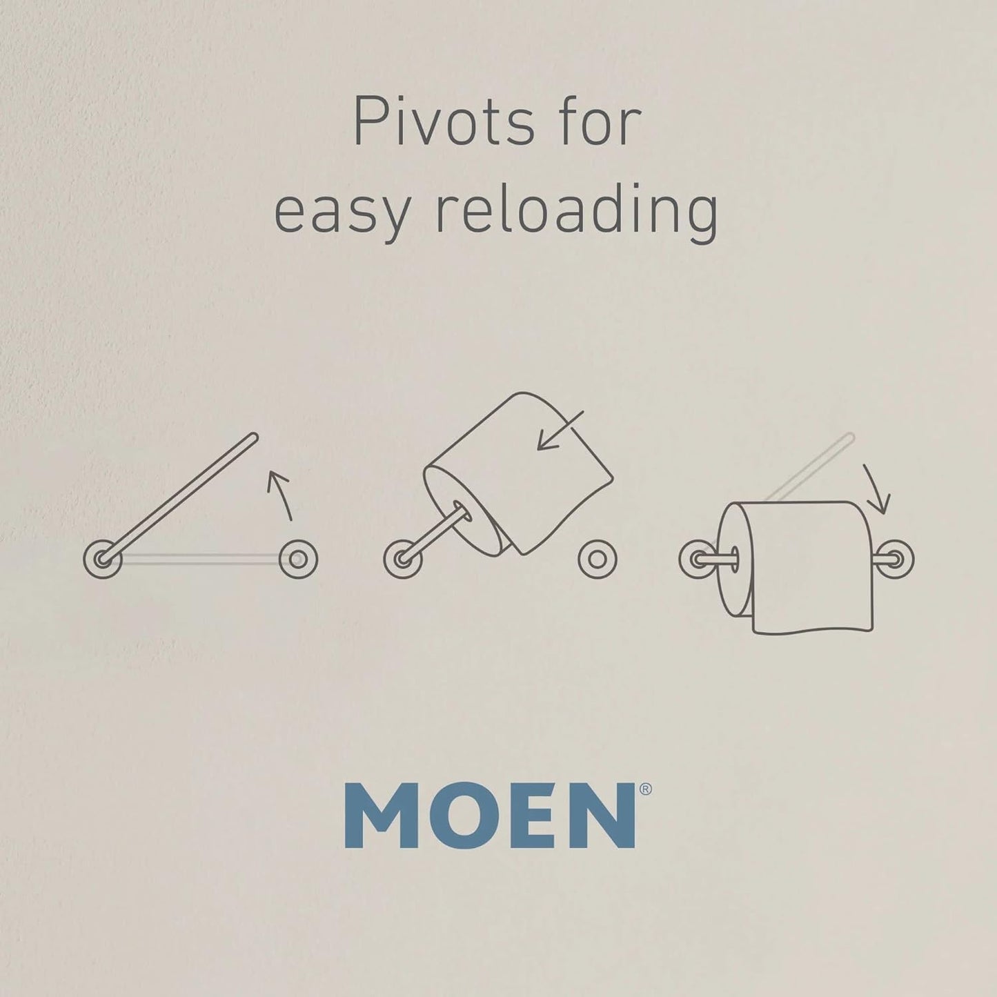 Moen Genta LX Brushed Nickel Modern Wall Mount Pivoting Toilet Paper Holder, Modern Toilet Roll Holder for Bathroom, BH3808BN