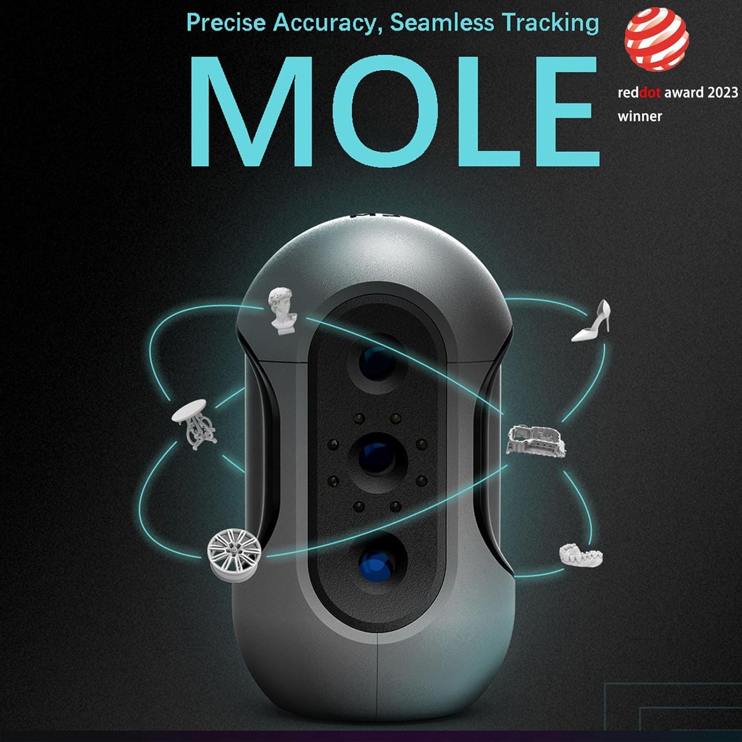 3DMakerPro Mole Luxury 3D Scanner - Gray/Black