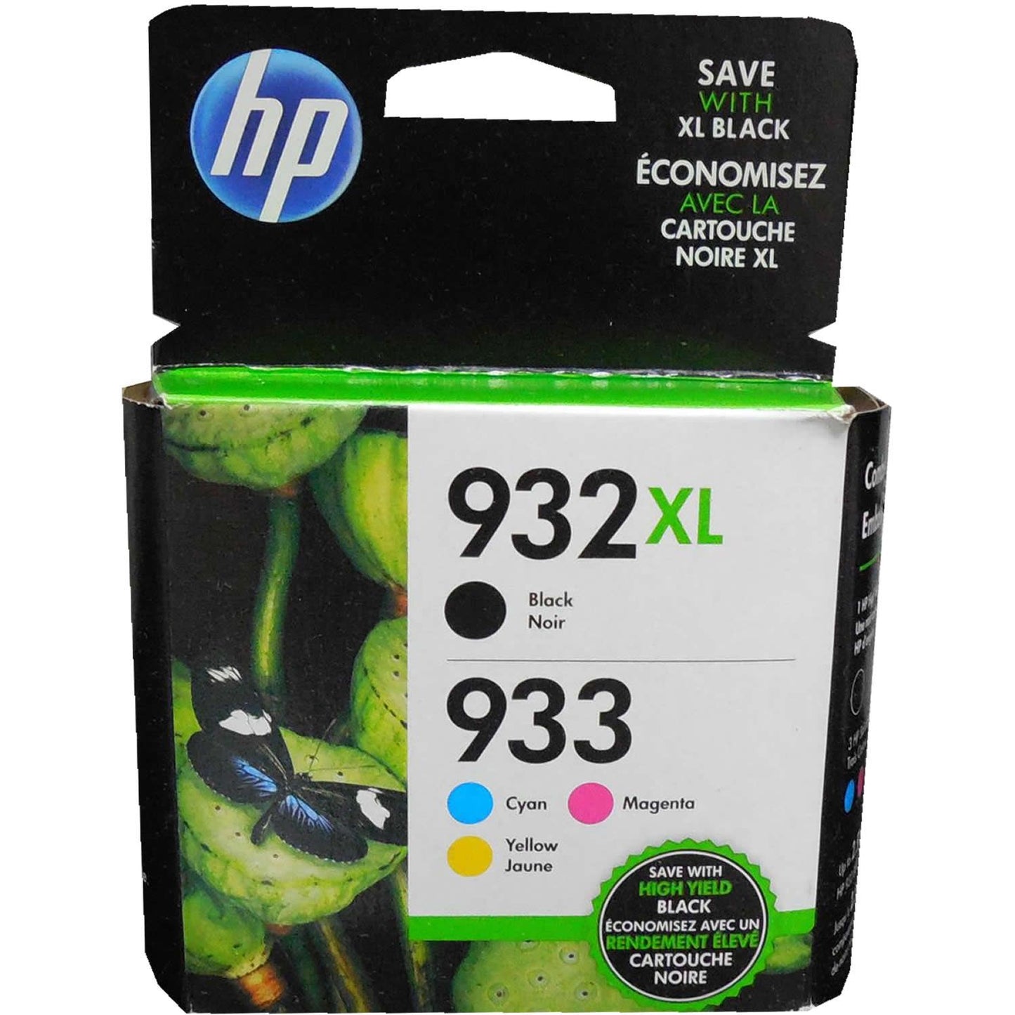 HP 932XL Black 933 Cyan, Magenta, Yellow Color Ink Cartridges N9H62FN