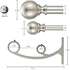 Double Curtain Rods Brushed Nickel, Double Rod Curtain for Window 28-48 Inches, Adjustable Double Drapery Rod with Round Finials, 1-Inch Front and 5/8 Inch Back Double Rod Curtain Rods