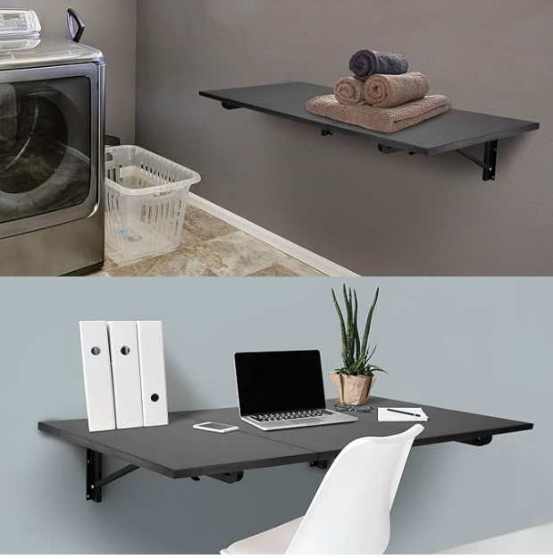 Wall Mounted Work Table Black 50"Lx30"W