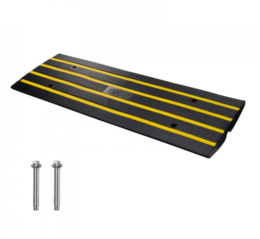 VEVOR Rubber Curb Ramp for Driveway 1 Pack, 15T Heavy Duty Sidewalk Curb Ramp, 2.6" Rise Height Cable Cover Curbside Bridge Ramp for Garage for Low Cars, Wheelchairs