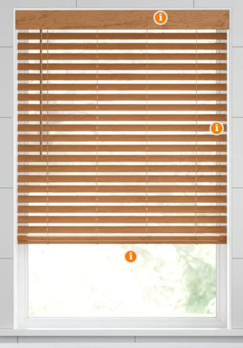 Smart Privacy Cordless Faux Wood Blinds Oak 46 x 34 inches