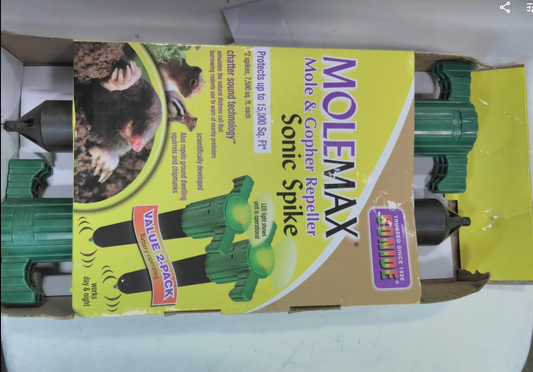Molemax Mole & Gopher Repeller Sonic Spikes (2-pack) Battery Operated