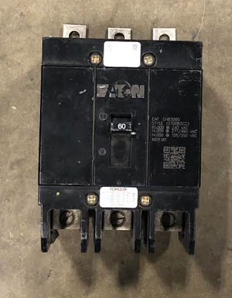 Eaton 60 Amp, 3-Pole, Series C, Molded Case Circuit Breaker, Type GHB, Bolt-On, GHB3060