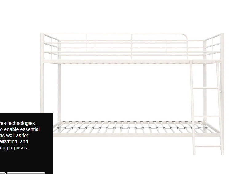 Mainstays Small Spaces Twin-over-Twin Low Profile Junior Bunk Bed, White