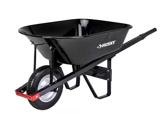 Husky 6 cu. ft. Steel Wheelbarrow with Flat Free Tire Model # HWB3016