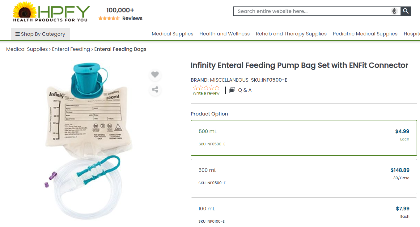 Infinity Enteral Feeding Pump - 500 ml