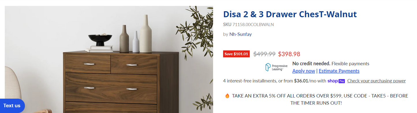 Disa 2 & 3 Drawer Columbia Walnut