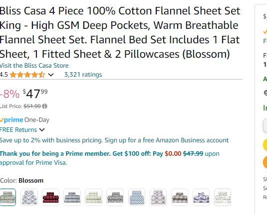 SUN WASHED 100% Cotton 170 GSM Flannel, Super Soft, Warm & Fuzzy 4 Piece Bedding, King Sheet Set, Upto 15" Deep Pocket, Tiny Trial Print