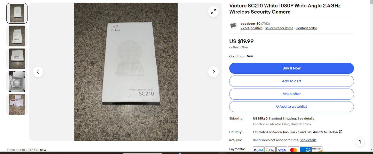 Victure SC210 White 1080P Wide Angle 2.4GHz Wireless Security Camera ( slightly damaged box )