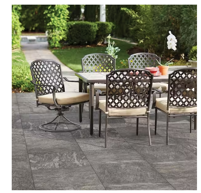 Alpe Gray 24 in. x 24 in. x 0.75 in. Quartzite Stone Look Porcelain Paver Corso Italia