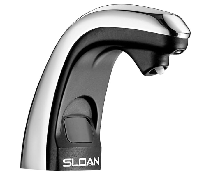 Sloan ESD-250 Deck-Mounted Liquid Soap Dispenser - Infrared Sensor Activated, Polished Chrome Finish, Battery-Powered, Modular One-Piece Construction