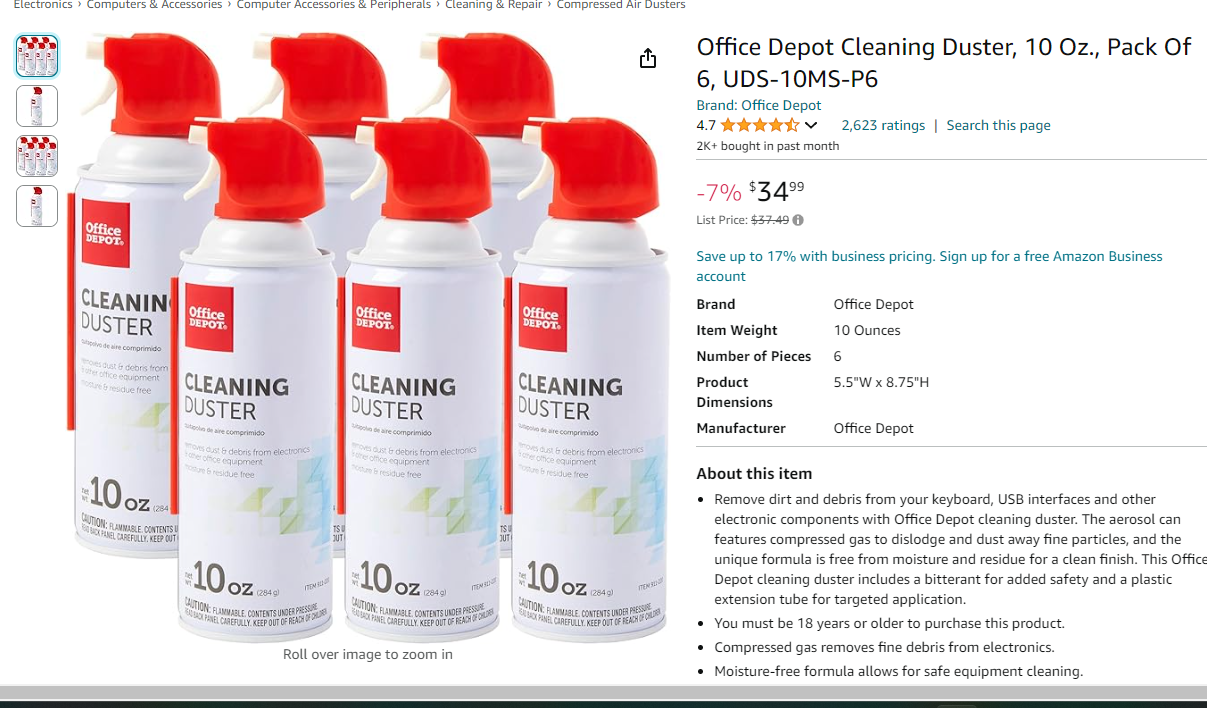 Office Depot Cleaning Duster, 10 Oz., Pack Of 6, UDS-10MS-P6