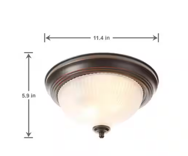 11 in. 2-Light Oil Rubbed Bronze Flush Mount