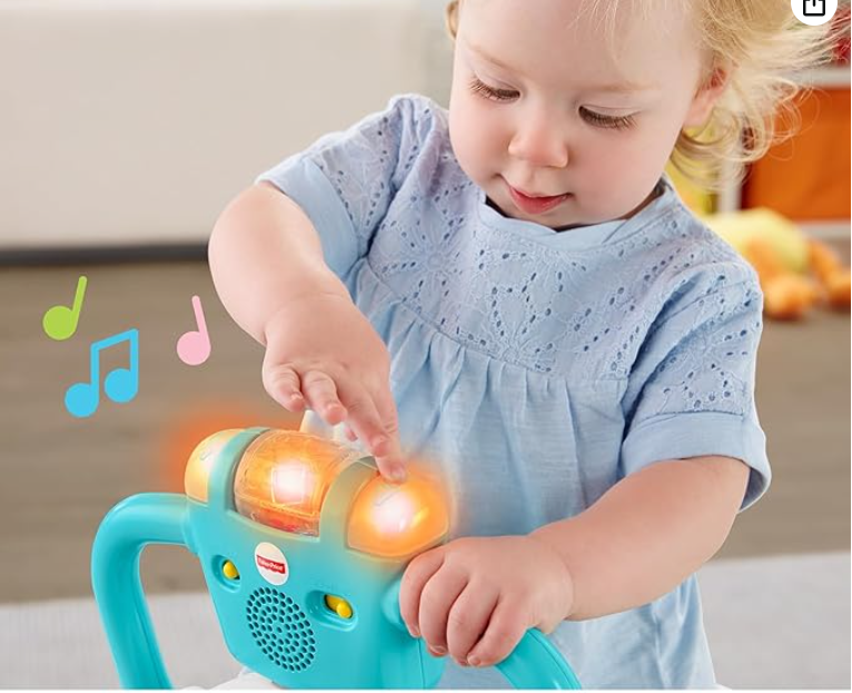 Fisher-Price Toddler Learning Toy, Bounce and Spin Puppy Stationary Ride-On Bouncer with Music & Lights for Infants Ages 1+ Years