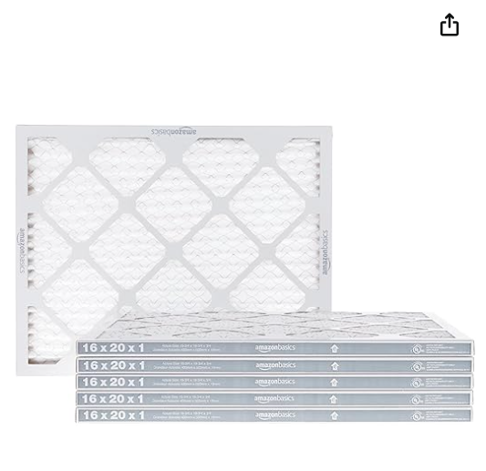 Amazon Basics Merv 8 AC Furnace Air Filter - 16'' x 20'' x 1'', 6-Pack