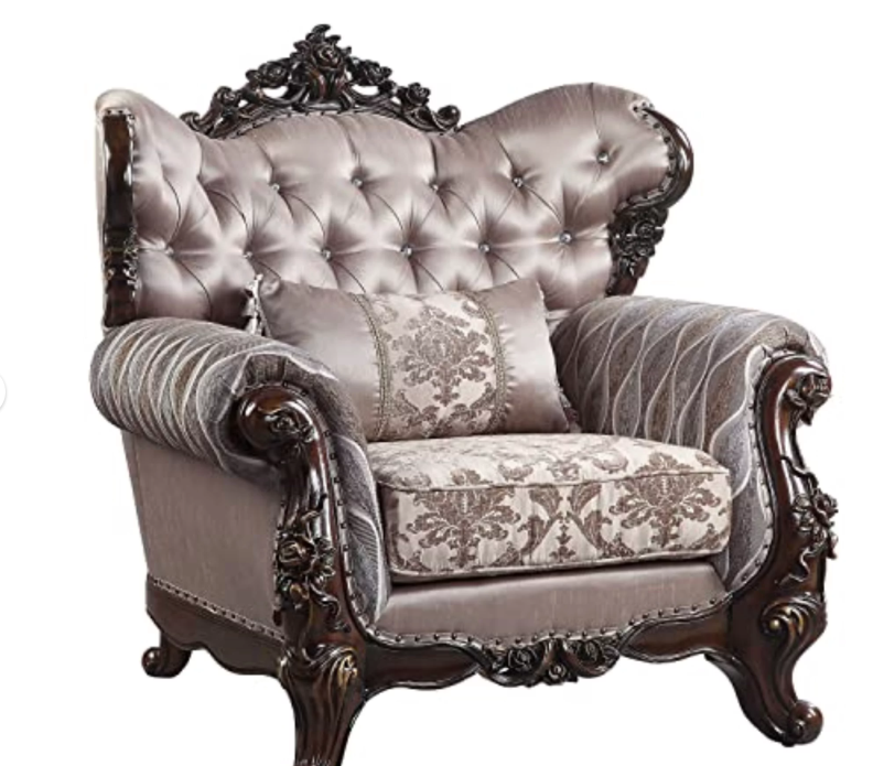 Acme Furniture LV00811 - Chair w/Pillow, Fabric & Antique Oak Finish - Benbek