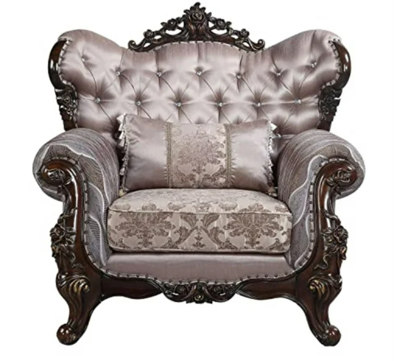 Acme Furniture LV00811 - Chair w/Pillow, Fabric & Antique Oak Finish - Benbek