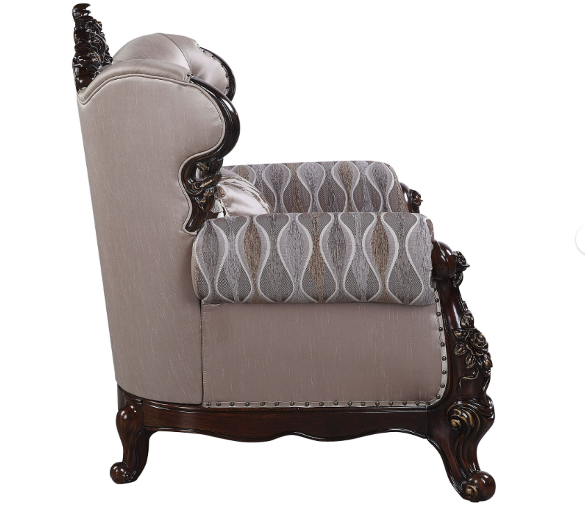 Acme Furniture LV00811 - Chair w/Pillow, Fabric & Antique Oak Finish - Benbek