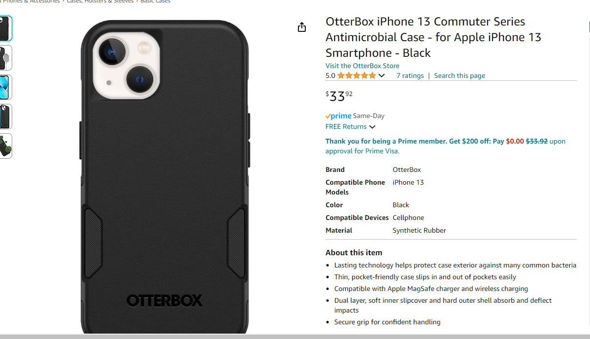 OtterBox iPhone 13 Commuter Series Antimicrobial Case - for Apple iPhone 13 Smartphone - Black ( Box slightly damaged )