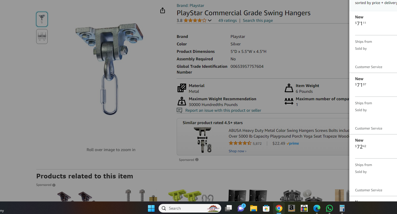 PlayStar Commercial Grade Swing Hangers