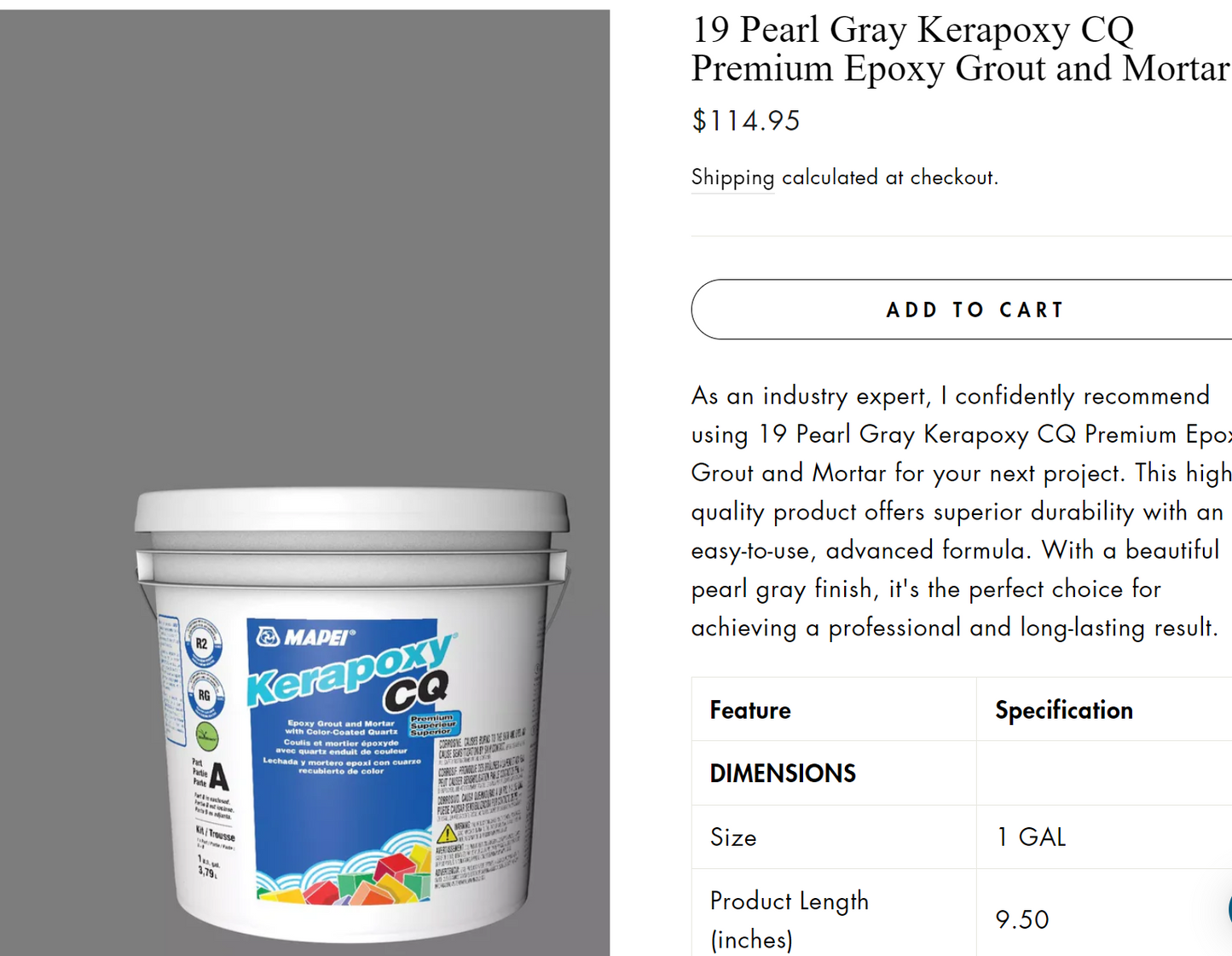 Kerapoxy CQ Premium Epoxy Grout and Mortar