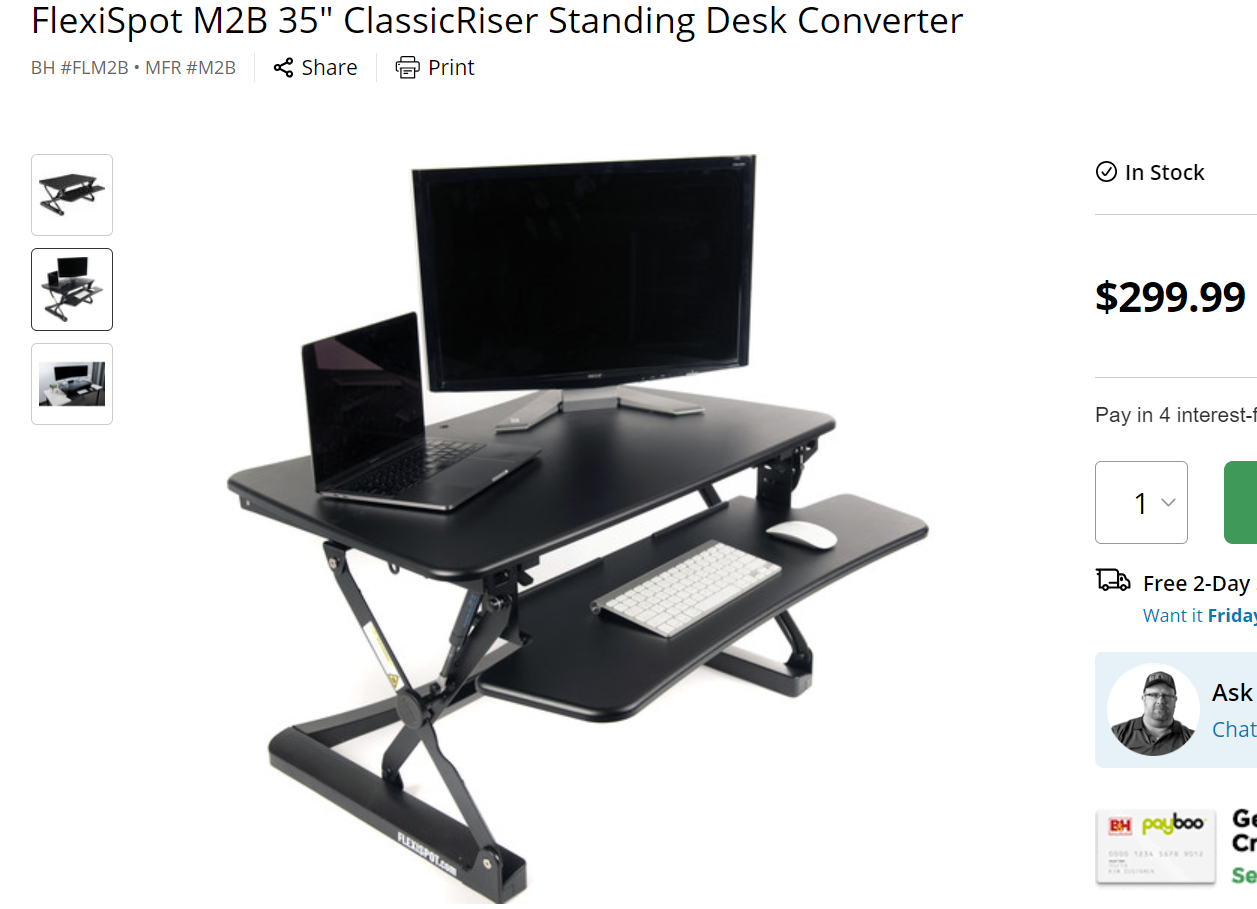 FlexiSpot M2B 35" ClassicRiser Standing Desk Converter