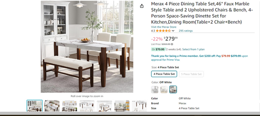 SkyLuxe 4 Piece Dining Chairs and Bench - No table