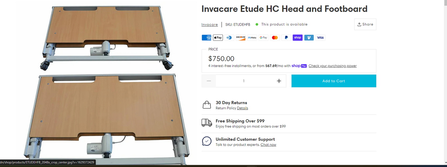 Invacare Etude HC Head and Footboard