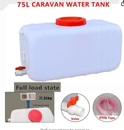 Koxuyim Plastic Water Tank with Sealing Cover 75L,Perfect for Camping and RV Trips, Work with Camper Trailer Caravan 4x4 4WD, Easy to Clean and Operate