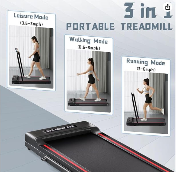 Sperax Treadmill-Walking Pad-Under Desk-2 in 1 Folding Treadmill for Home-Black Red