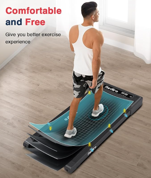 Redliro Walking Pad Treadmill Under Desk, Portable Mini Treadmill with Remote Control, Bluetooth, 265lbs Max Weight, Installation-Free Jogging Machine for Home/Office