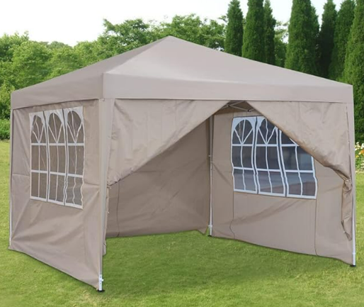 Panana Pop Up Gazebo 10''x10'' Waterproof Outdoor Garden Marquee Awning Party Tent Canopy and Carry Bag 3 X 3m(Beige)