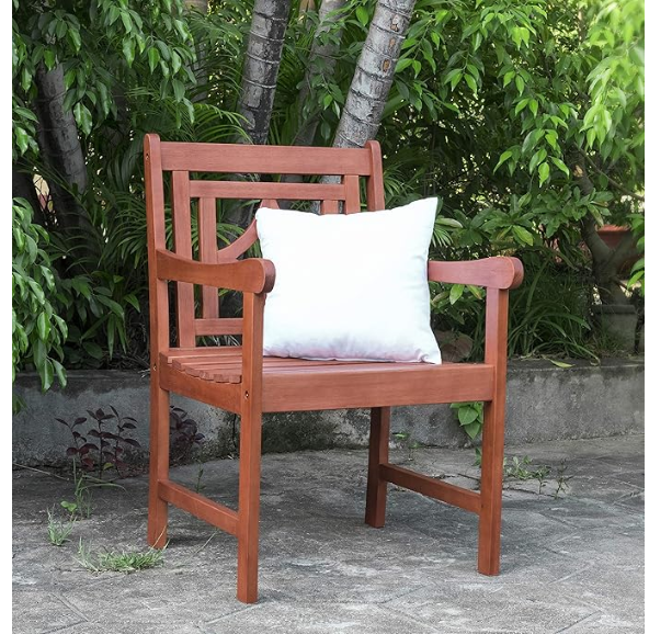 VIFAH V1832 Malibu Outdoor Patio Diamond Eucalyptus Dining Armchair