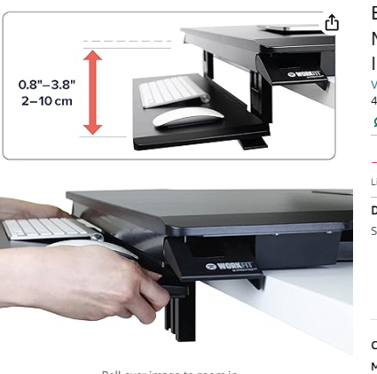 Ergotron – WorkFit-TX Standing Desk Converter, Dual Monitor Sit Stand Ergonomic Desk Riser for Tabletops – 32 Inch Width, Black