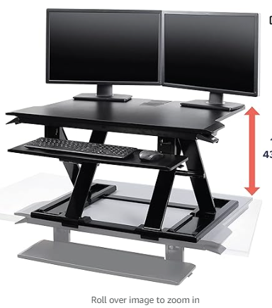 Ergotron – WorkFit-TX Standing Desk Converter, Dual Monitor Sit Stand Ergonomic Desk Riser for Tabletops – 32 Inch Width, Black