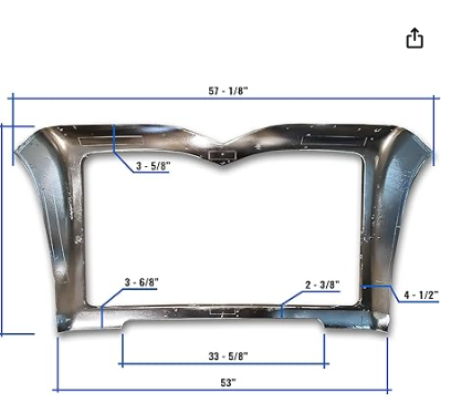 KOZAK Chrome Grille Surround Compatible with Mack CT713, GU713, GU813 Granite 21220233 PLUS 2x 22" Windshield wipers and Vest, Replacement Front Chrome Grille (82720309) For Mack Granite GU GU713 GU813 CT713