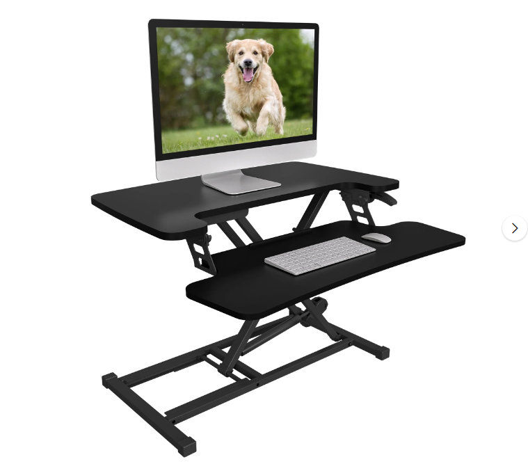 FLEXISPOT Home Office Height Adjustable Standing Desk Converter Black 28" U-Shape with Removable Keyboard Tray