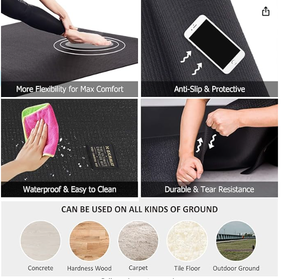 GXMMAT Extra Large Yoga Mat 10'x6'x7mm, Thick Workout Mats for Home Gym Flooring Non-Toxic, Extra Wide and Ultra Comfortable