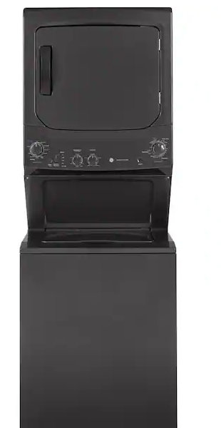 GE Unitized Spacemaker 3.8 cu. ft. Capacity Washer with Stainless Steel Basket and 5.9 cu. ft. Capacity Gas Dryer in Diamond Gray