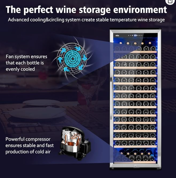 Velivi Wine Cooler Refrigerator, 179 Bottles Professional Wine Fridge with Powerful Compressor,Quiet Operation and Elegant Design for Wine Lovers