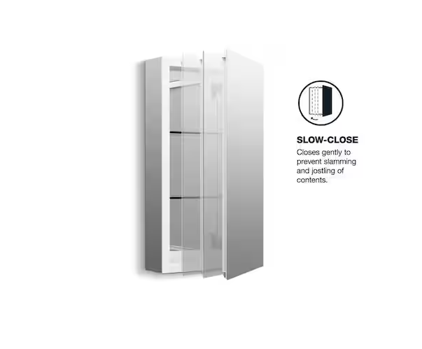 KOHLER K-R79215-CA1 15 in. W x 26 in. H Aluminum Medicine Cabinet White Interior