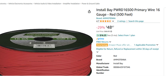 16 Gauge Wire 12V 500FT