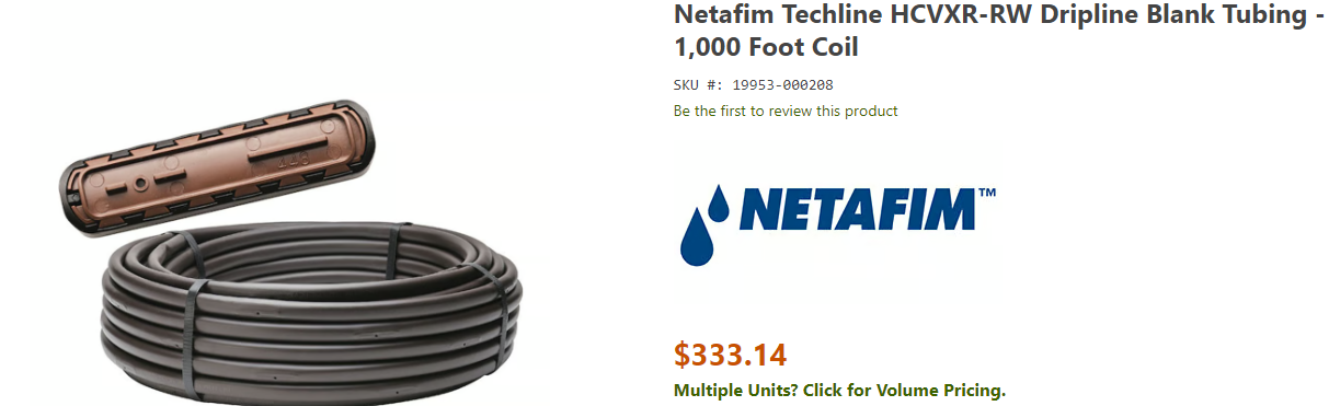 Netafim Techline TLCVRW6-1810 Funnypipe Water Tubing 560 050 - 1,000' FT