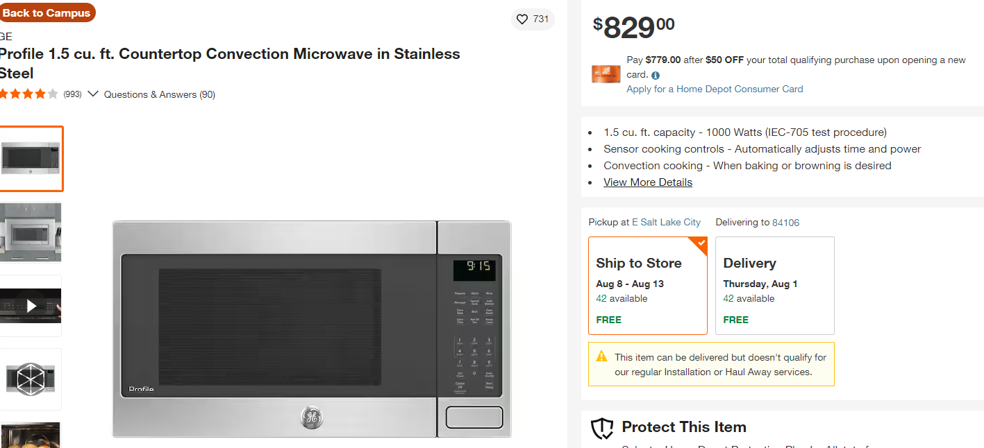 GE Profile 1.5 cu. ft. Countertop Convection Microwave in Stainless Steel PEB9159SJSS