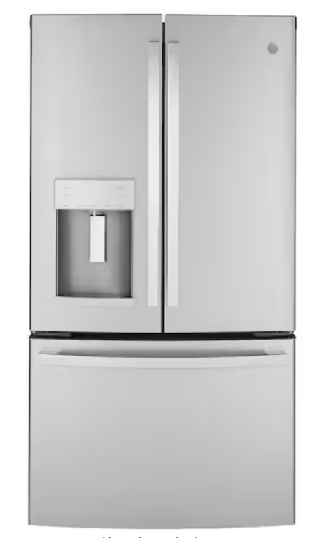 GE® 22.1 cu. ft. French Door Refrigerator in Fingerprint Resistant Stainless Steel, Counter Depth and ENERGY STAR GYE22GYNFS