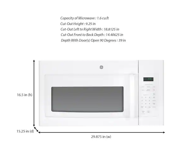 GE 1.6 Cu. Ft. Over-the-Range Microwave Oven JVM3160DFWW